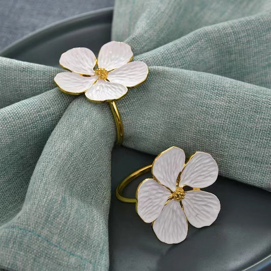 4PCS Bloom Napkin Ring Flower Types Decoration Napkin Holder Plum Blossom Napkin Buckle for Hotel Parties Feast Dining Table - Provence Home Living Store