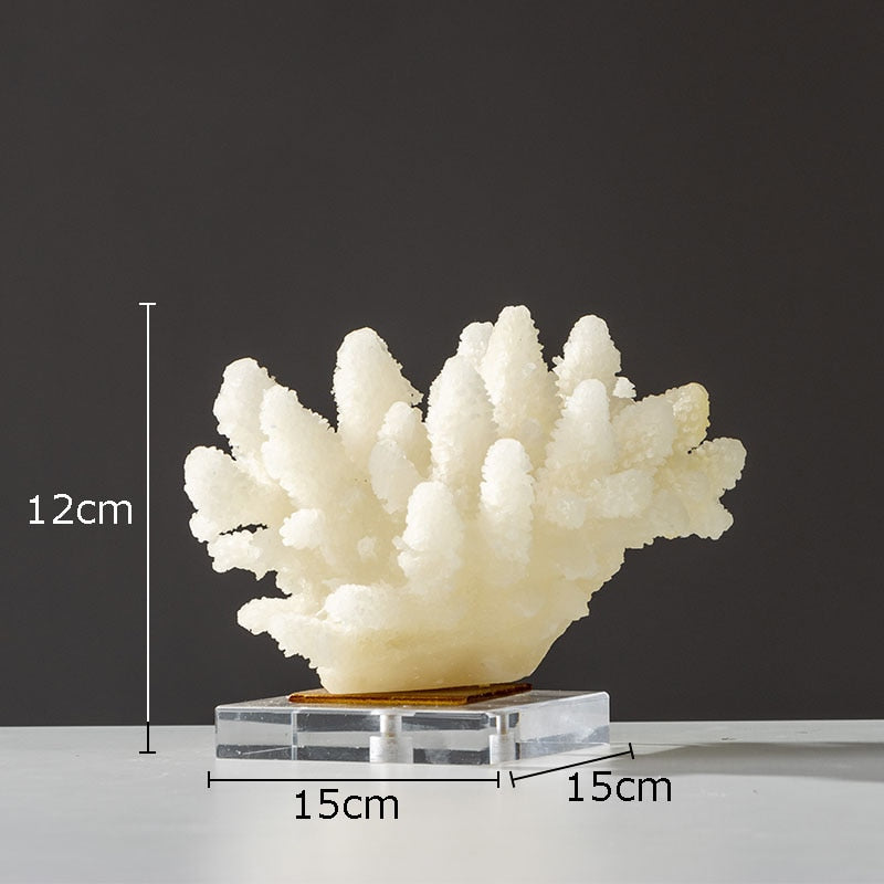 Creative Simulated Coral Resin Crafts Transparent Base Coral Statue Desk Decoration Ornaments Modern Home Decor Furnishings - Provence Home Living Store