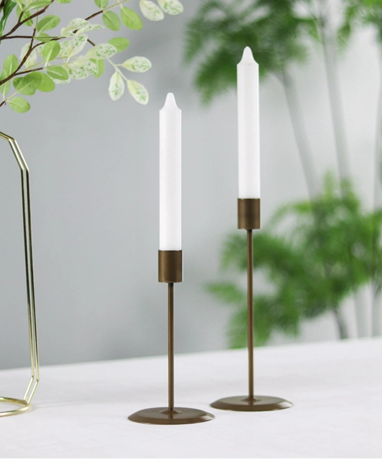 2Pcs Candle Holders Modern Metal Candlestick Wedding Candle Stand Exquisite Christmas Desktop Party Decor for Home Office Decor - Provence Home Living Store