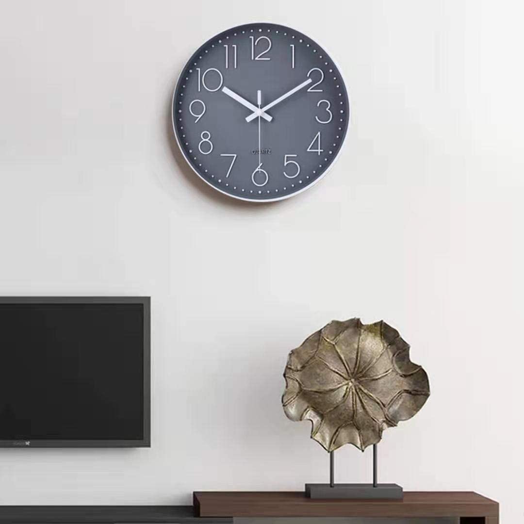 12/8 Inch Non-Ticking Wall Clock Silent Round Wall Clock Modern Decor Clock for Home/Office/School/Kitchen/Bedroom/Living Room - Provence Home Living Store