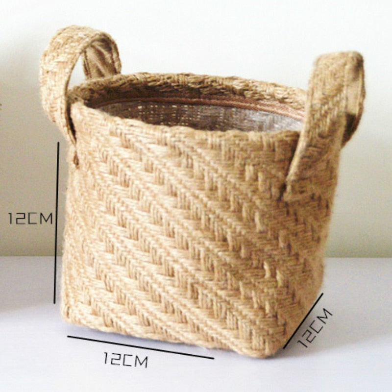 Jute woven cloth flower pot storage basket children&#39;s toys sundries storage bag laundry basket WF1107 - Provence Home Living Store