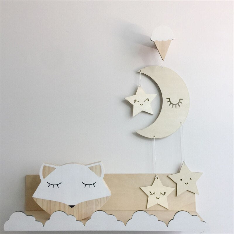 Nordic Wooden Star Cloud Moon Wall Hanging Baby Kids Room Decoration Ornament Pendant Wall Decor Photography Tassel Pendant - Provence Home Living Store