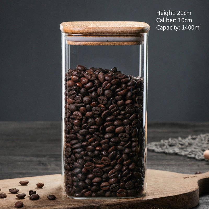 600-1400Ml Square Guardian Love Sealed Storage Jar Seasoning Storage Tank Milk Powder Candy Coffee Bean Storage Bottle Tool - Provence Home Living Store