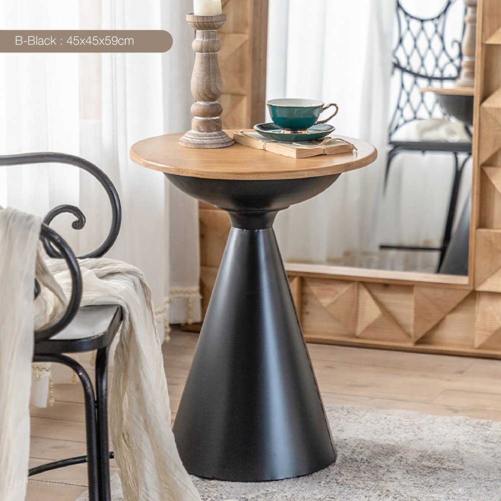 Nordic vintage coffee table side table iron art removable round creative sofa side table living room balcony coffee table - Provence Home Living Store