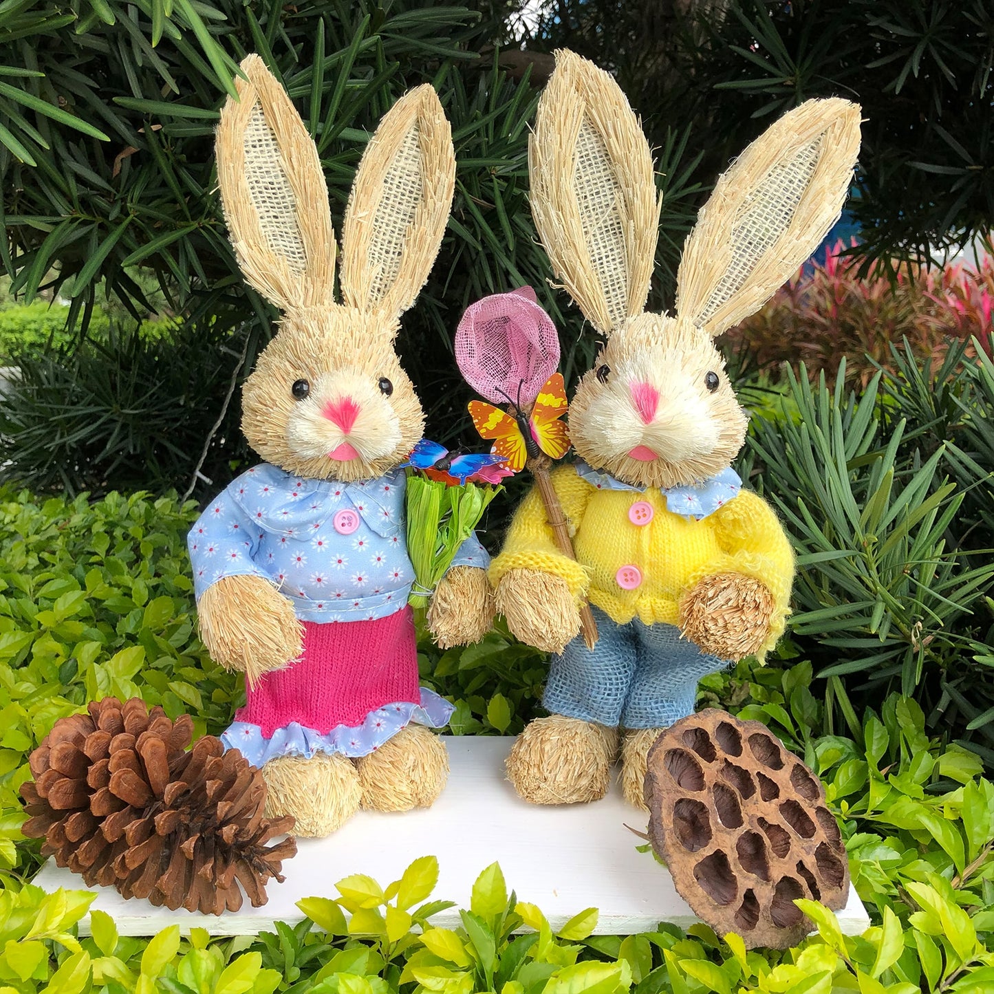 2023 Year Easter Straw Easter Rabbit Decoration with Clothes Happy Easter Home Garden Wedding Ornament Photo Props Crafts Bunny - Provence Home Living Store