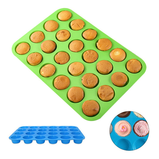 24 Holes Mini Muffin Silicone Round Mold Non-Stick Pudding Steamed Cake Mold DIY Cupcake Cookies Fondant Baking Pan Baking Tools - Provence Home Living Store