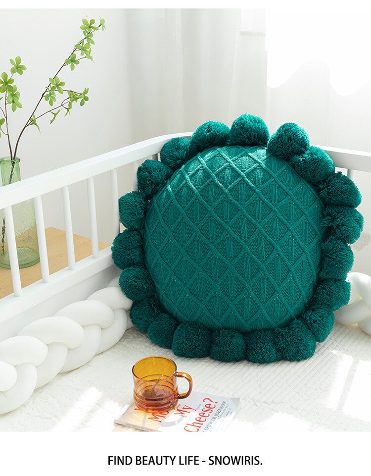 50x50cm Sunflower Thick Knitted Throw Pillow Homestay Sofa Cushion Living Room Bedside Pillow Waist Pillow Simple Chair Cushion - Provence Home Living Store