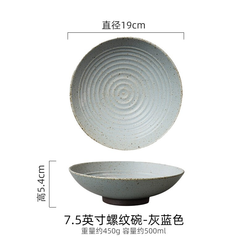 Retro old ceramic large ramen bowl household rice bowl restaurant salad bowl creative large soup bowl Japanese tableware - Provence Home Living Store