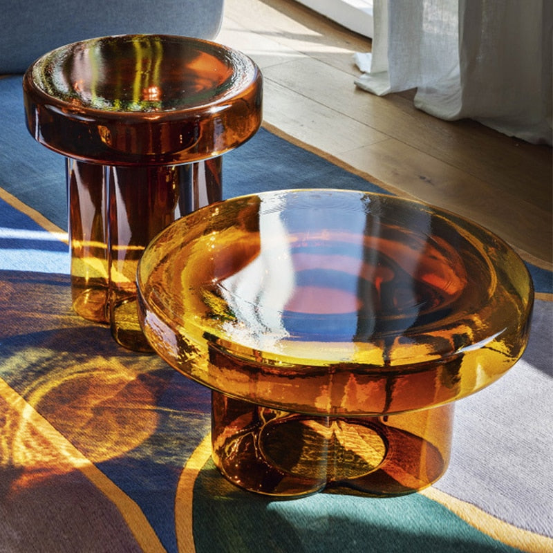 Creative Glass Coffee Tables Living Room Furniture Modern Design Sofa Side Table Round Tea Table - Provence Home Living Store