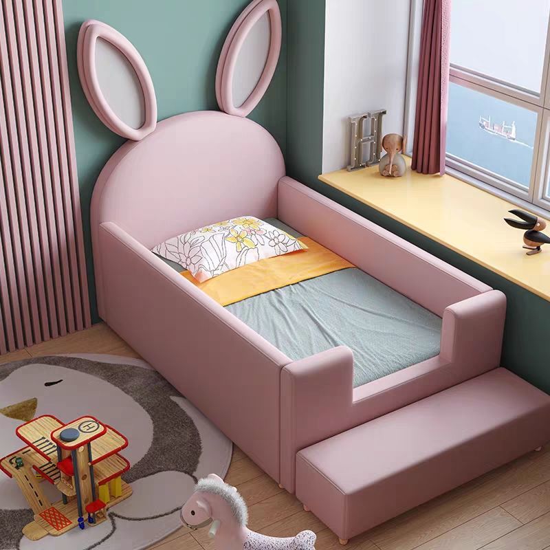 Little Rabbit Children&#39;s Bed Solid Wood Splice Bed with Wide Edge Bed Room Bed Princess Bed with Guardrail Single Bed - Provence Home Living Store