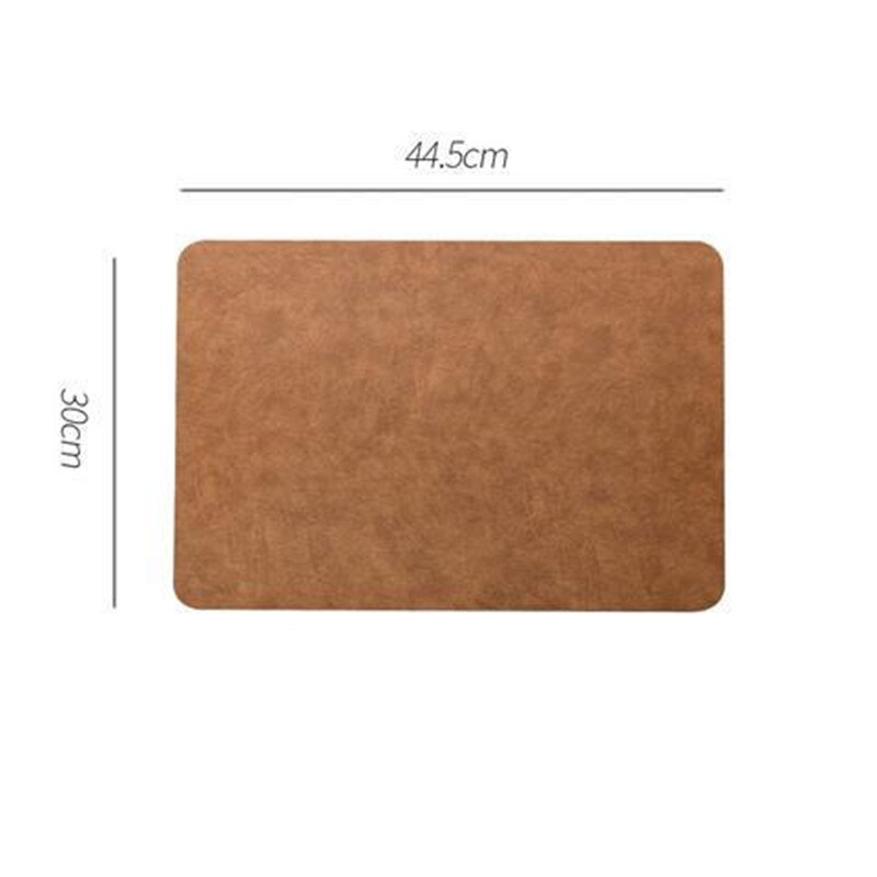 Light Luxury Solid Leather Placemat Coffee Brown PU Table Mat Waterproof Oilproof Heat-Insulated Plate Bowl Pad Table Decor - Provence Home Living Store