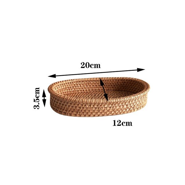 Rattan Handmade Real Rattan Fruit Basket Snack Bread Basket Tray Living Room Snacks Sundries Storage Basket Fruit Tray - Provence Home Living Store