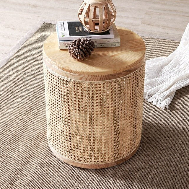 Japanese Coffee Table Rattan Woven Design Bedside Table Balcony Leisure Sweet Table Home Stay Ornaments Living Room Furniture - Provence Home Living Store