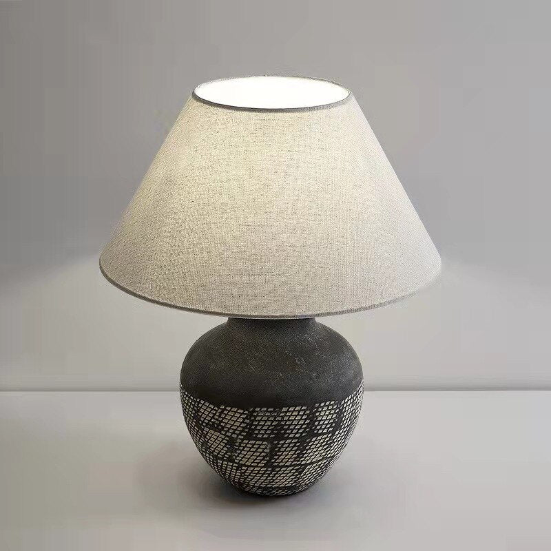 Ceramic Table Lamp Wabi-sabi Style Retro Black And White Decorative LED Lighting Creative Minimalist Bedroom Study Desk Lamp - Provence Home Living Store