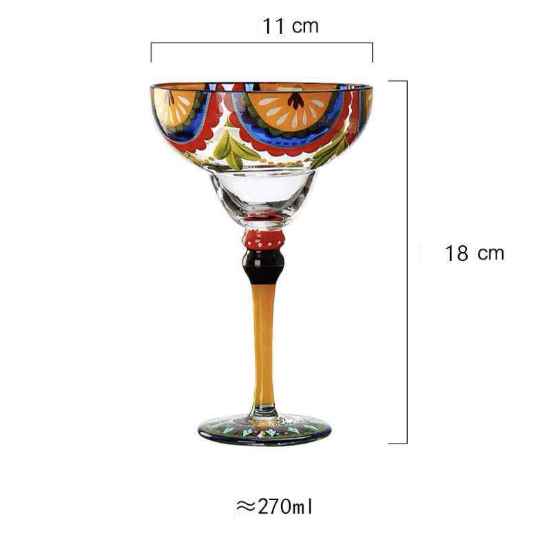 270ml Creative Margarita Wine Glasses Handmade Colorful Cocktail Glass Goblet Cup Lead-free Home Bar Wedding Party Drinkware - Provence Home Living Store