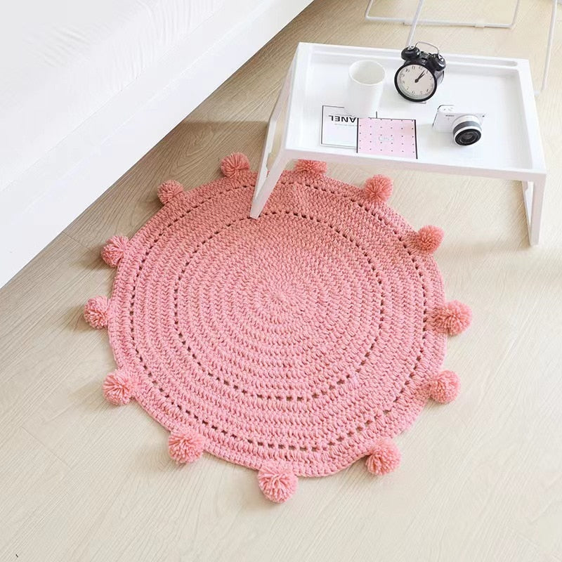 Round Room Rug Nordic Carpet Around 90x90cm Solid Yarn for Knitting Rug Bedroom Children&#39;s Room Spherical Decoration Alfombra - Provence Home Living Store