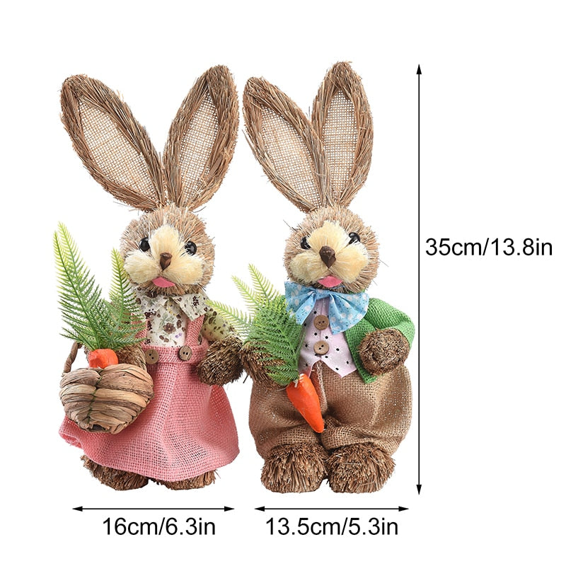 2023 Year Easter Straw Easter Rabbit Decoration with Clothes Happy Easter Home Garden Wedding Ornament Photo Props Crafts Bunny - Provence Home Living Store