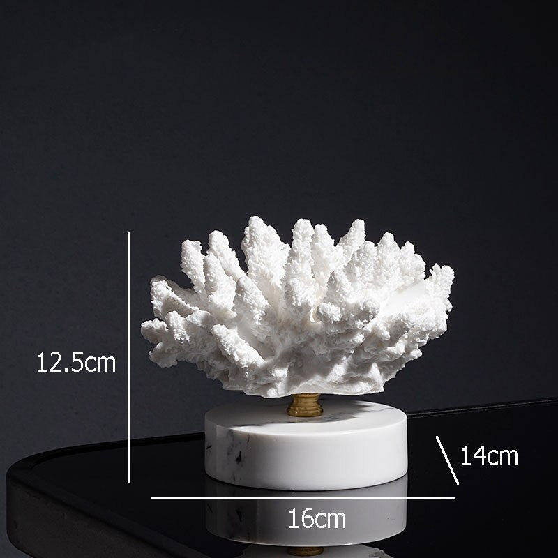 Modern White Simulation Coral Furnishing Marble Base Living Room Countertops Exquisite Resin Crafts Home Decoration Wedding Gift - Provence Home Living Store