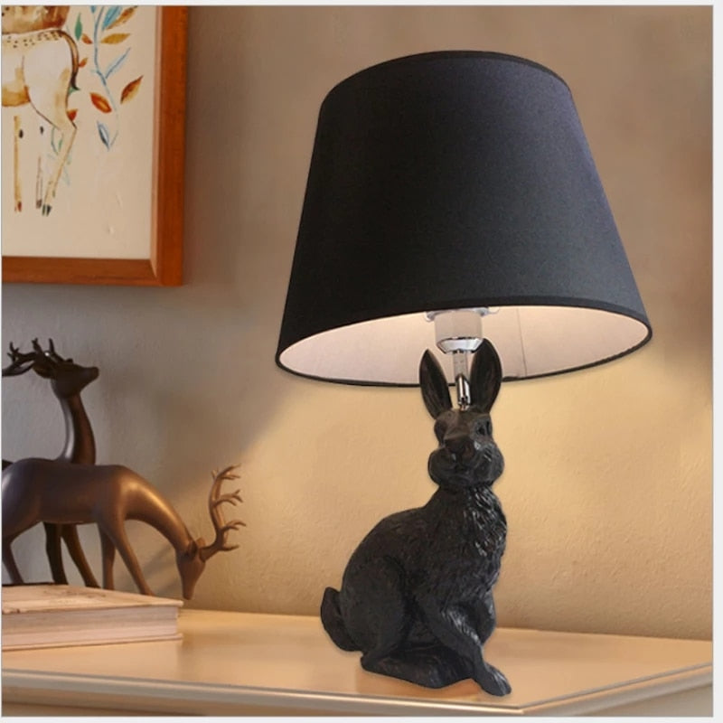 Nordic Black Resin Table Lamp Creative Modern Cloth Art Animal Rabbit Led Table Light Living Room Dining Room Bedroom Home Decor - Provence Home Living Store