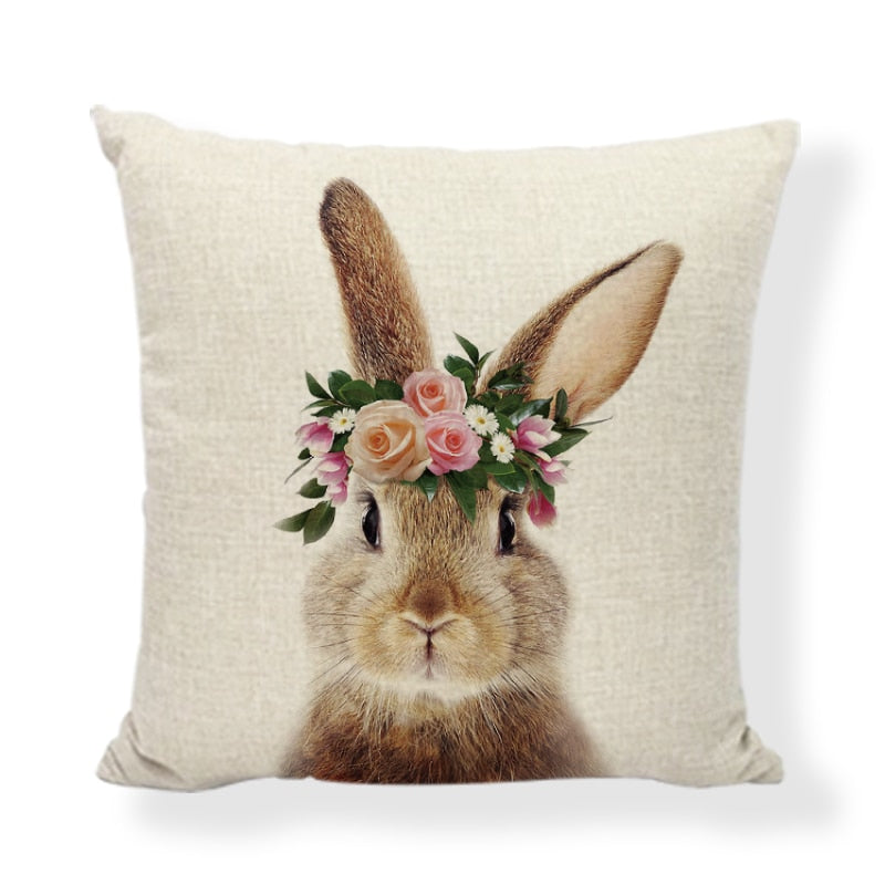 Modern Design Pillow Cases Bunny Easter 45x45 CM Digital Printe Home Decoration Cover Cushion Imitation Hemp Ofice Room Children - Provence Home Living Store