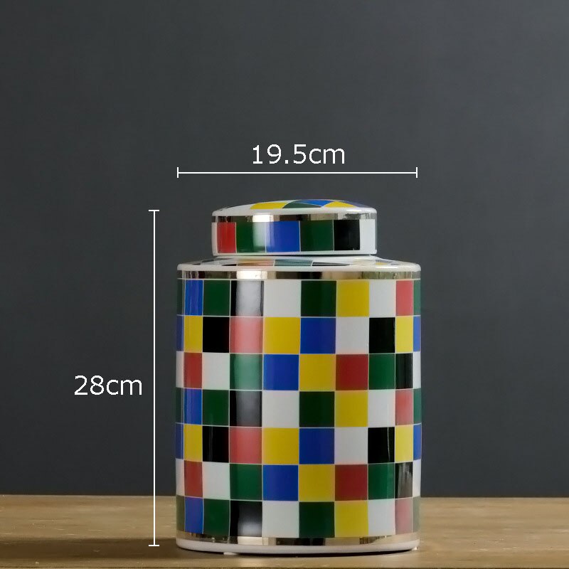 Geometric Ceramic Storage with Lid Modern Creative Vase Home Decoration Living Room Desktop Small Objects Candy Storage Jar New - Provence Home Living Store