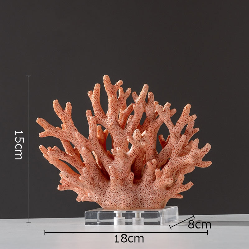 Creative Simulated Coral Resin Crafts Transparent Base Coral Statue Desk Decoration Ornaments Modern Home Decor Furnishings - Provence Home Living Store