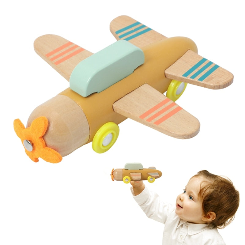 Kids Wooden Building Blocks  Toy Cartoon Simulation Transportation Airplane Model Montessori Education Toy Gift For Baby - Provence Home Living Store