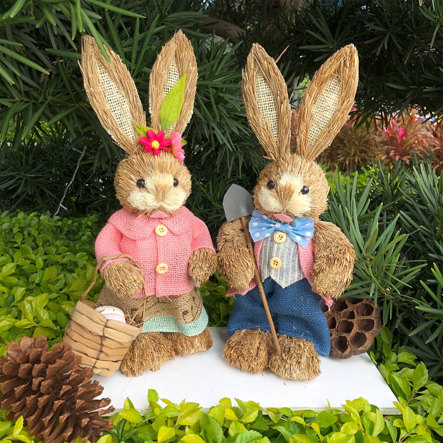 2023 Year Easter Straw Easter Rabbit Decoration with Clothes Happy Easter Home Garden Wedding Ornament Photo Props Crafts Bunny - Provence Home Living Store