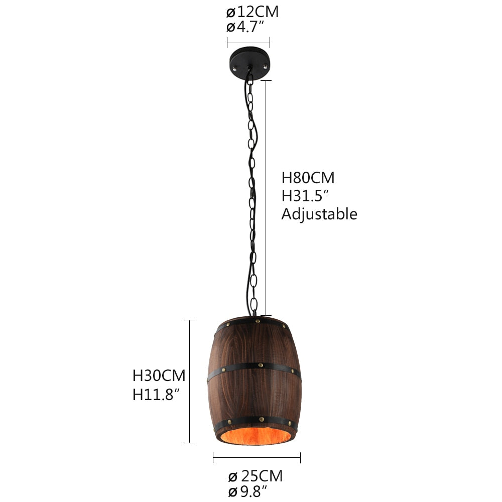 American modern nature loft wood Wine barrel E27 hanging vintage pendant lights for dining room living room restaurant cafe bar - Provence Home Living Store