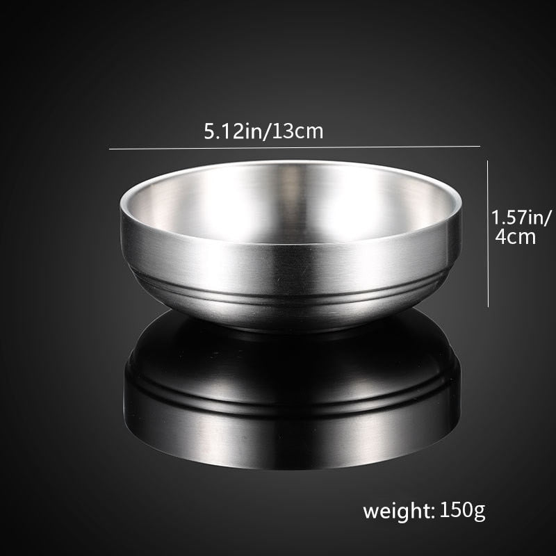 Stainless Steel Rice Bowls Walled Smooth Anti-Scalding Tableware Double Layer Heat Insulation Soup Bowl Kitchen Food Container - Provence Home Living Store