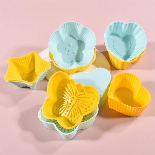 10pcs Muffin Cake Mold Heart Star Butterfly Shape Cupcake Cup Heat Resistant Nonstick Silicone Soap mould Reusable Baking Tools - Provence Home Living Store