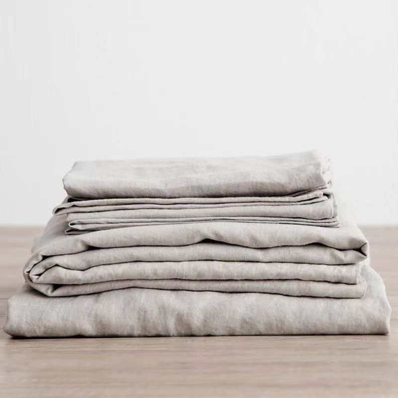 3PCS 100% Washed Linen Sheet Set Natural Flax Bed Sheets 2 Pillowcases Breatherable Soft Farmhouse Bedding Bedsheet Flat Sheet - Provence Home Living Store