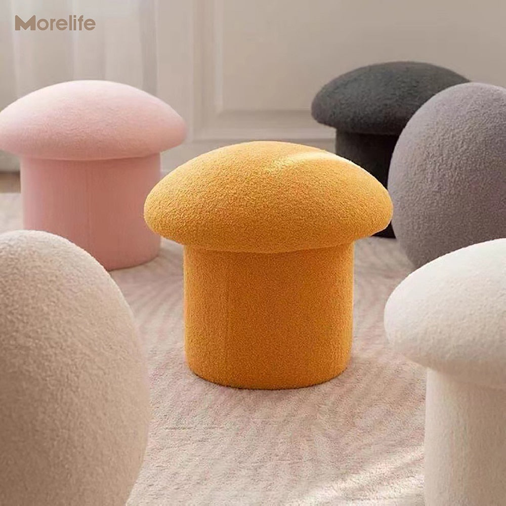 Nordic design makeup stool household cashmere lamb shoes stool footstool design mushroom stool shoes stool dressing stool - Provence Home Living Store