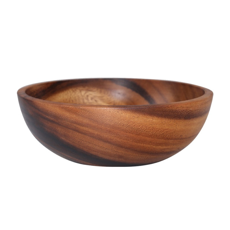 wooden bowl Japanese style wooden tableware household and basin fruit plate salad bowl whole wooden soup bowl wooden bowl WF - Provence Home Living Store