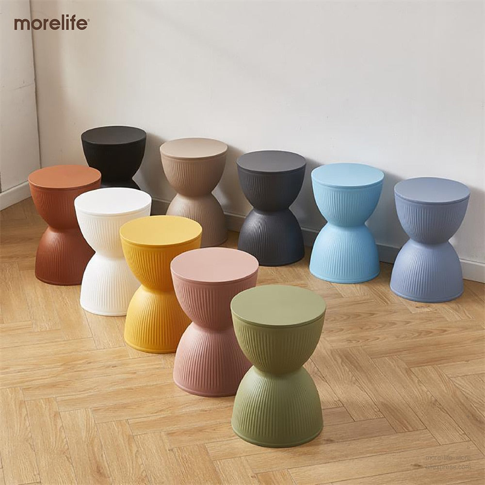 Nordic Simple Stool Chair Designer Footstool Creative Shoe changing stool Thickened Plastic stool Round Coffee Table - Provence Home Living Store