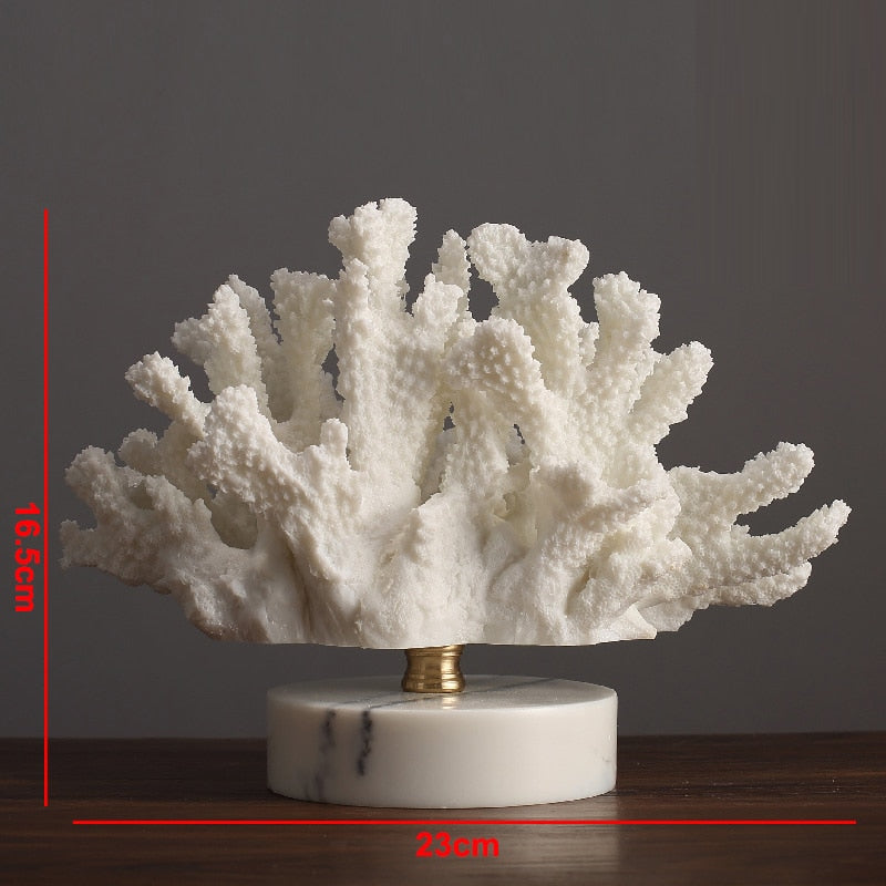 Modern White Simulation Coral Furnishing Marble Base Living Room Countertops Exquisite Resin Crafts Home Decoration Wedding Gift - Provence Home Living Store