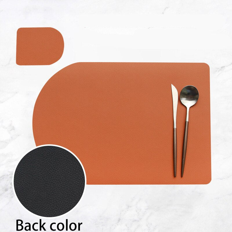 2/4/6PCS Dual Side 2 Color Tableware Pad Placemat PU Leather Table Mat Heat Insulation Non-Slip Bowl Coaster Kitchen - Provence Home Living Store