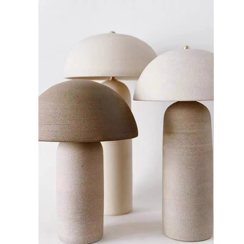 Mushroom Lamp Wine Jar Shaped Ceramics Oriental Design Dimmable LED Antique Table Lamp Light Fixture Home Decor Home Appliance - Provence Home Living Store