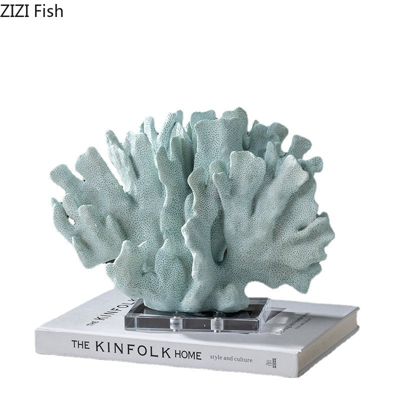 Creative Simulated Coral Resin Crafts Transparent Base Coral Statue Desk Decoration Ornaments Modern Home Decor Furnishings - Provence Home Living Store