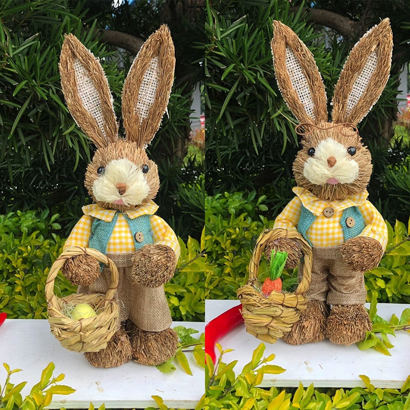 2023 Year Easter Straw Easter Rabbit Decoration with Clothes Happy Easter Home Garden Wedding Ornament Photo Props Crafts Bunny - Provence Home Living Store