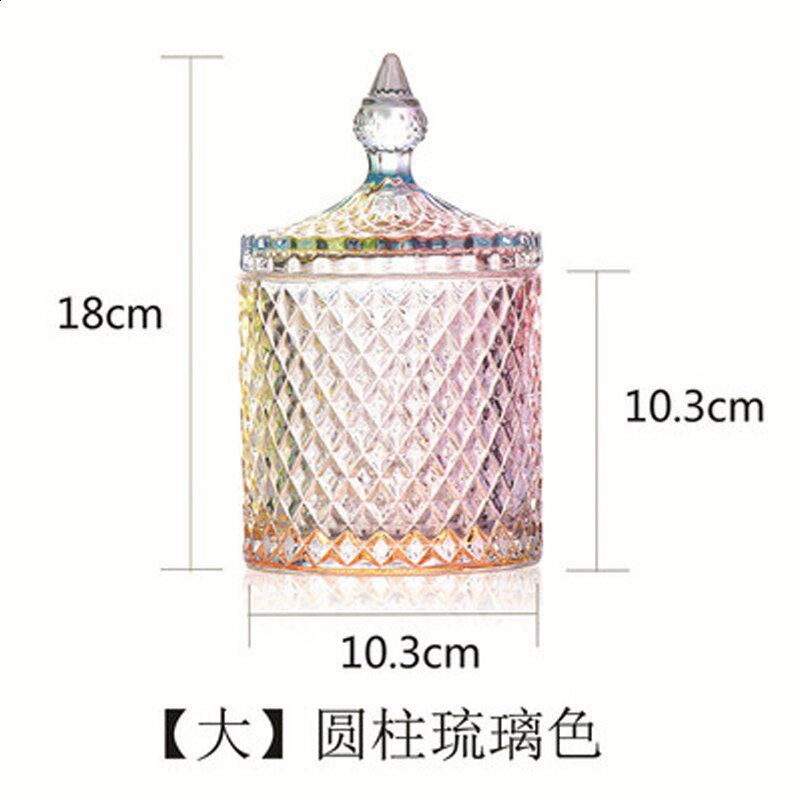 Crystal Glass Jar European-style Diamond Pattern Candy Storage Box Cotton Swab Box Sealed Jar Living Room Home Furnishings - Provence Home Living Store