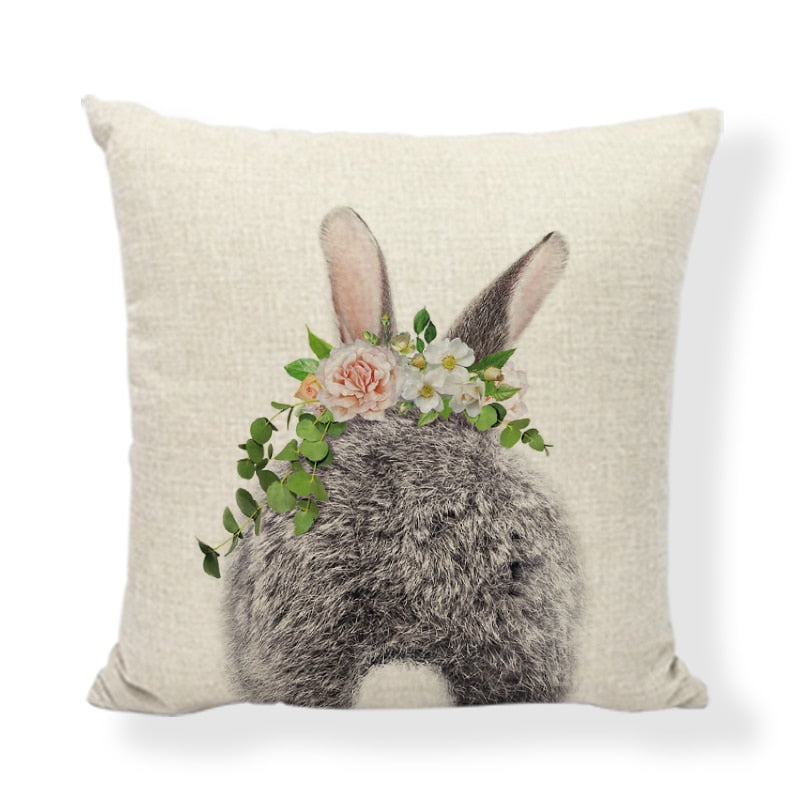 Modern Design Pillow Cases Bunny Easter 45x45 CM Digital Printe Home Decoration Cover Cushion Imitation Hemp Ofice Room Children - Provence Home Living Store