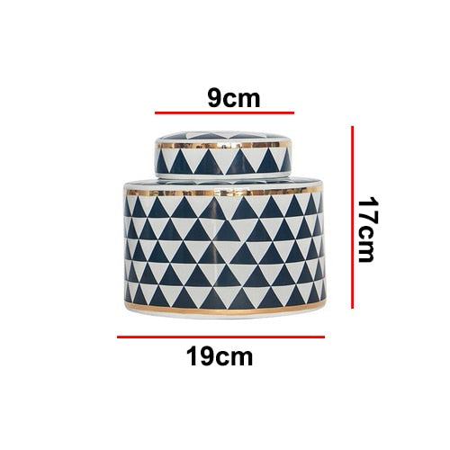 Geometric Ceramic Storage with Lid Modern Creative Vase Home Decoration Living Room Desktop Small Objects Candy Storage Jar New - Provence Home Living Store