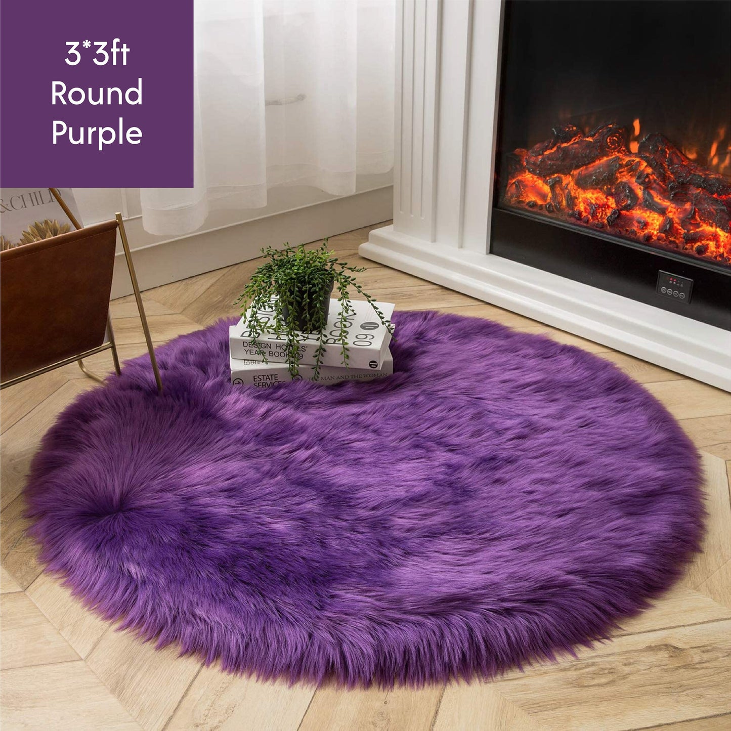 Ashler HOME DECO Ultra Soft Round Shaped Faux Sheepskin Fur Rug White Fluffy Area Shag Rug Carpets for Bedroom Living Room - Provence Home Living Store