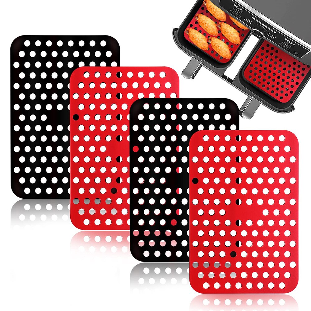 2pcs Silicone Air Fryer Liner Rectangular Reusable Oven Steamer Pad Non-stick Kitchen Baking Mat For Ninja Airfryer Accessories - Provence Home Living Store