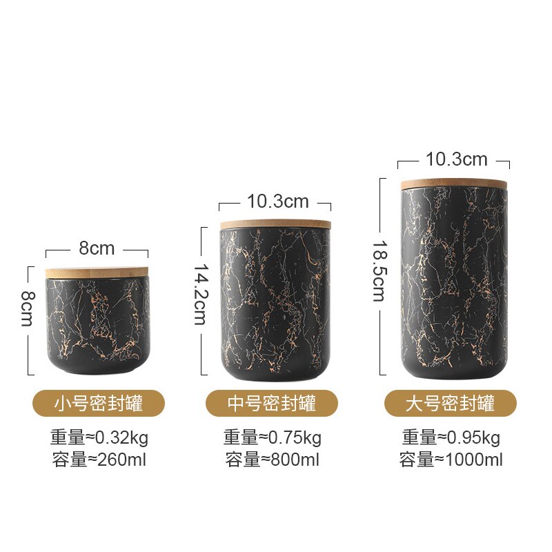 Golden Marble Sealed Jar Ceramic Storage Jar Household Candy Jar 800ml Coffee Jar Round Storage Bottle Kitchen Grain Dispenser - Provence Home Living Store