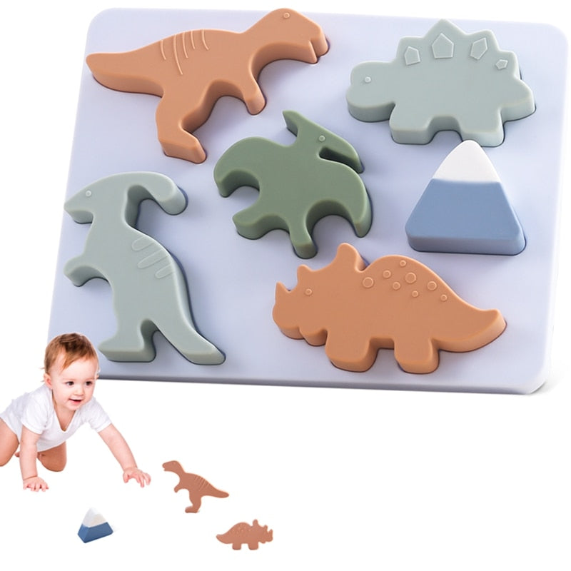 Silicone Dinosaur Cognitive 3D Puzzle Toys Montessori Educational Baby Toys Cognition Intelligence Puzzle Game - Provence Home Living Store