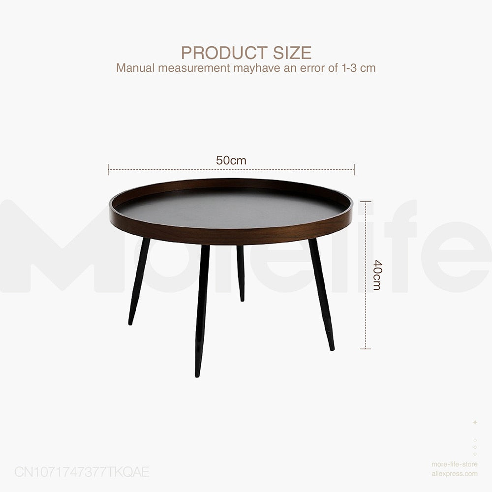 Coffee Table Nordic Side Table Solid Wood Light Luxury Modern Minimalist Round Living Room Walnut Combination  Tea Table - Provence Home Living Store