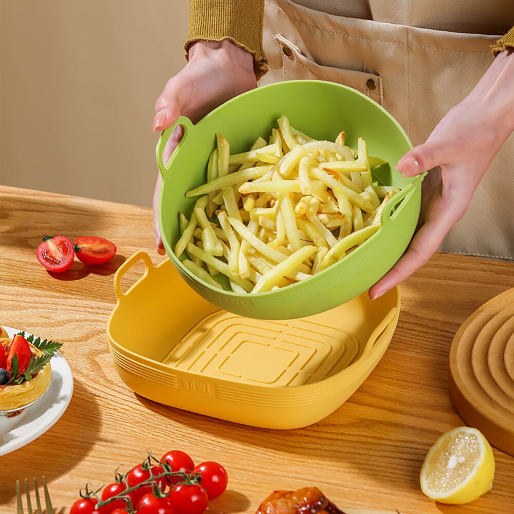 Reusable Grill Pan Silicone Air Fryer Pot Tray Chicken Basket Baking Tray Salad Bowls Kitchen Accessories For Oven Microwave - Provence Home Living Store