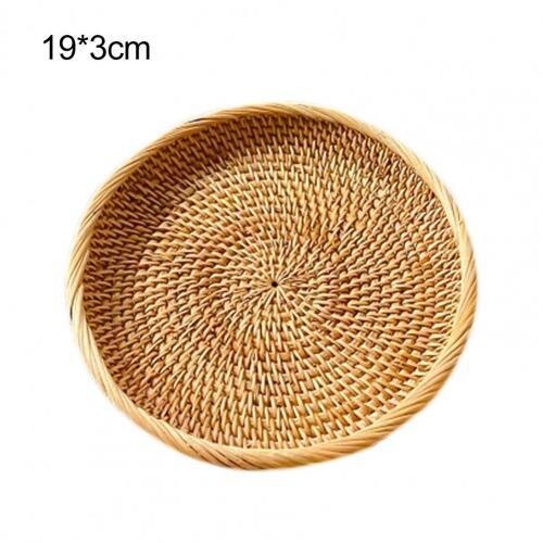 Rattan Handmade Real Rattan Fruit Basket Snack Bread Basket Tray Living Room Snacks Sundries Storage Basket Fruit Tray - Provence Home Living Store